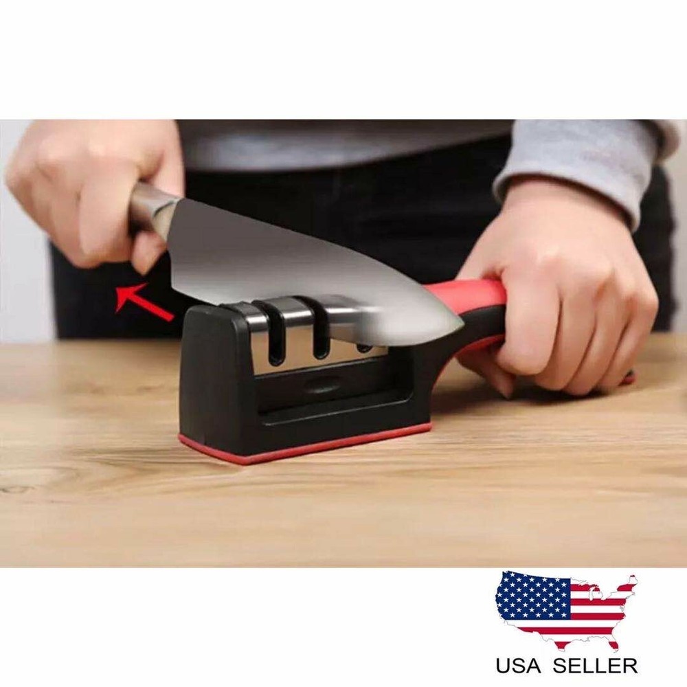 KNIFE SHARPENER PROFESSIONAL Heavy Duty Ceramic Tungsten 3 Stages
