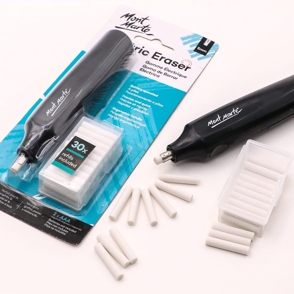 Mont Marte Electric Eraser, Includes 30 Eraser Refills. Suitable for Use with Gr