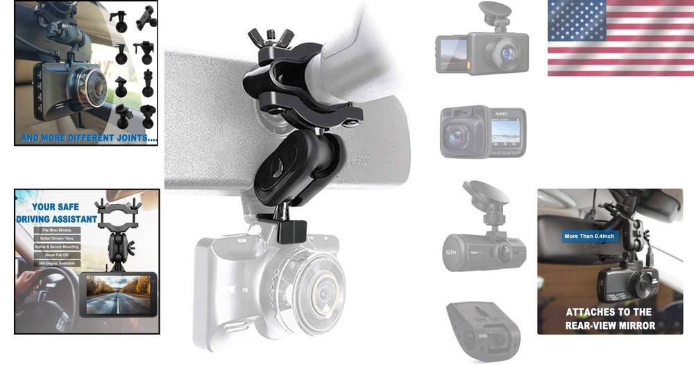 Adjustable Dash Cam Mounting Solution - Compatible with Most Brands + Waterproof