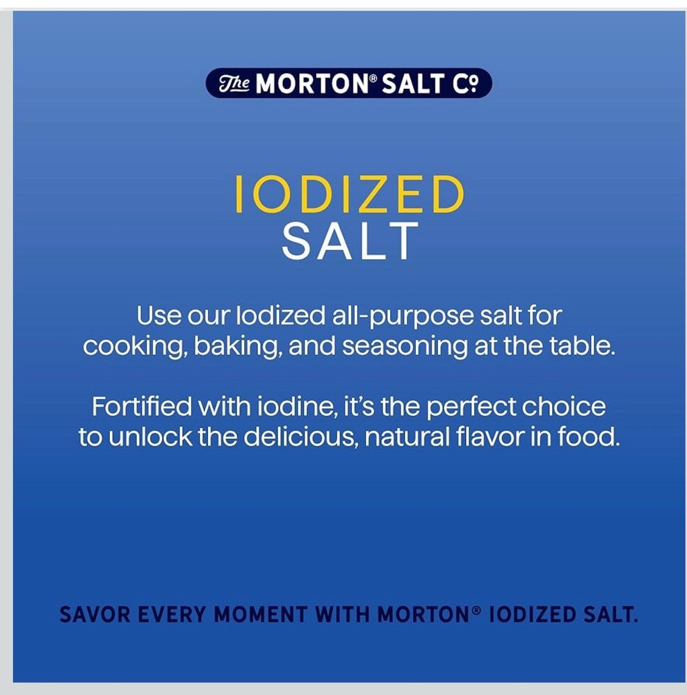 Morton Iodine Salt 26 oz - All Purpose Cooking and Baking Solution