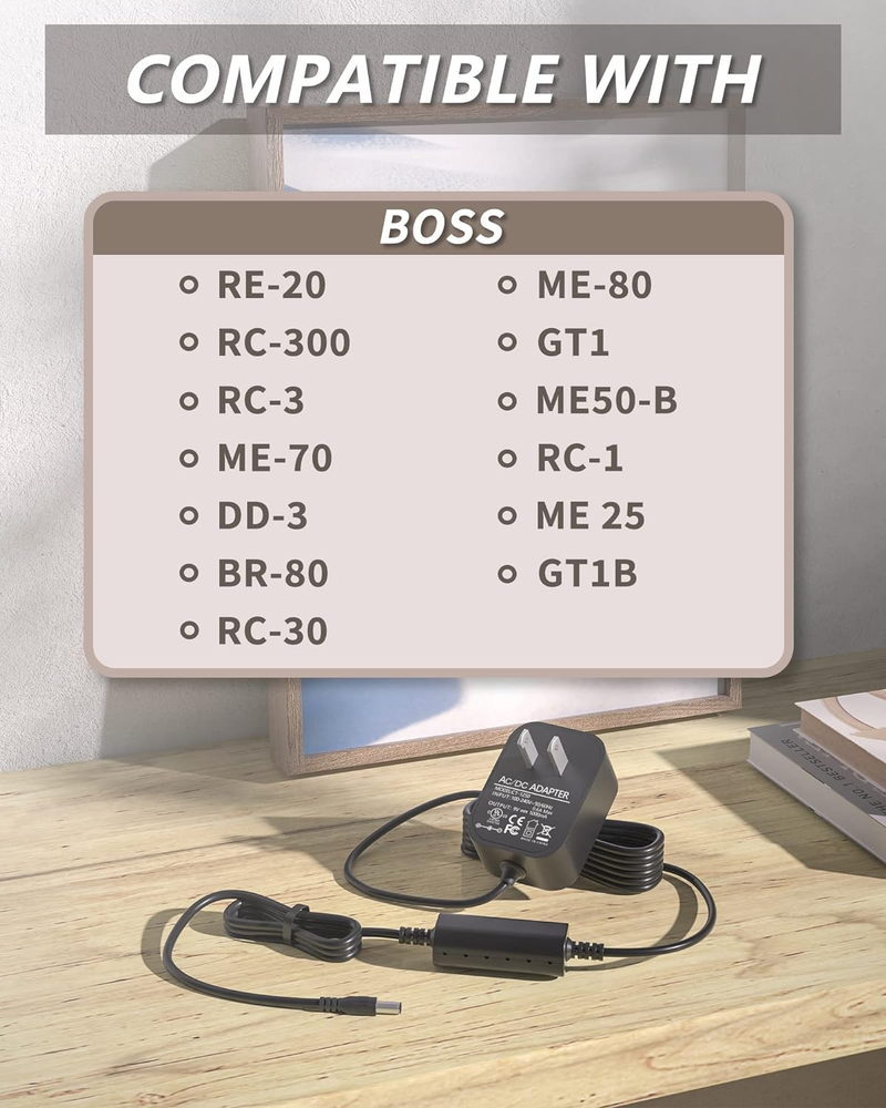 for Boss PSA Adapter 9V DC, Low Noise with Wave Filter Replacement Pedal Power S