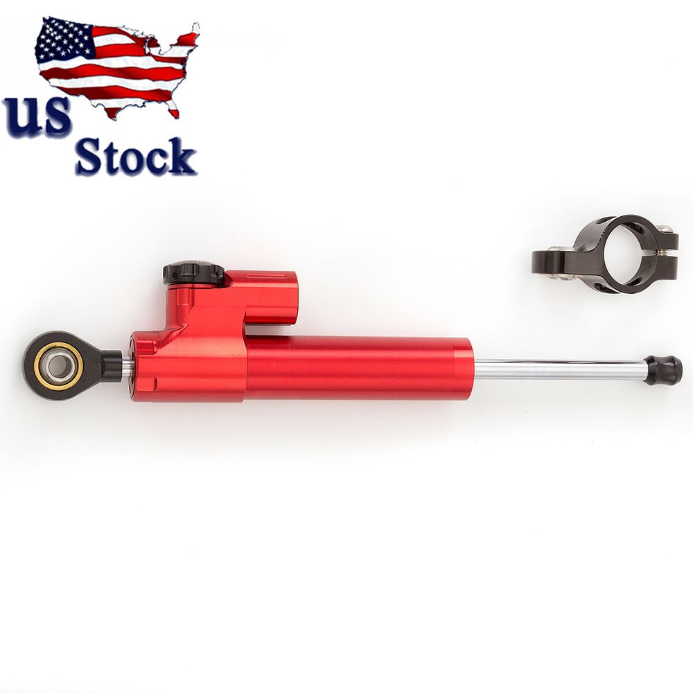 CNC Red US Steering Damper Motorcycle Stabilizer Linear Reversed Safety Control
