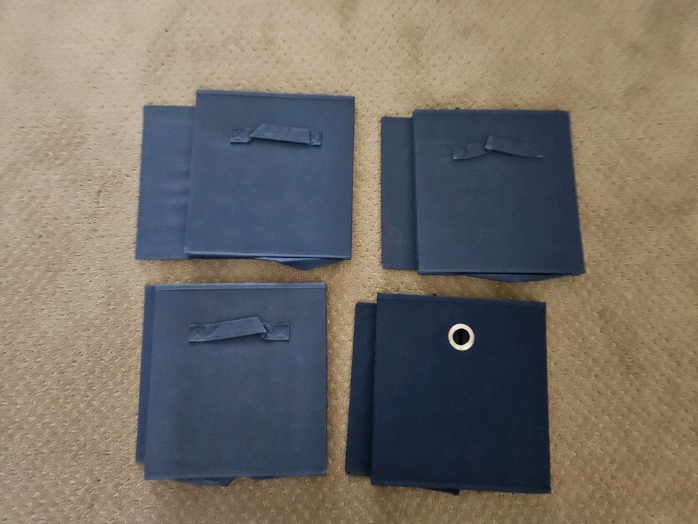 Cube Box Insert Fabric Used Blue 4 Pieces
