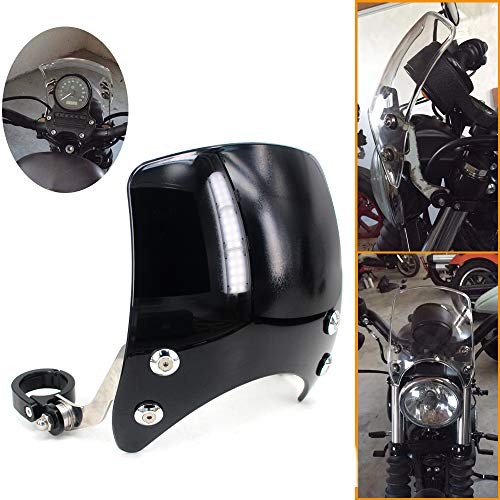Windscreen 5" Round-Headlight Windshield 39-41mm Fork Mount Compatible Black