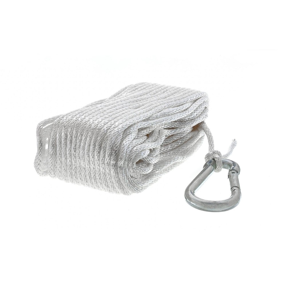 Seachoice 40221 Solid-Braid Nylon Anchor Line, White, 3/16" x 100'