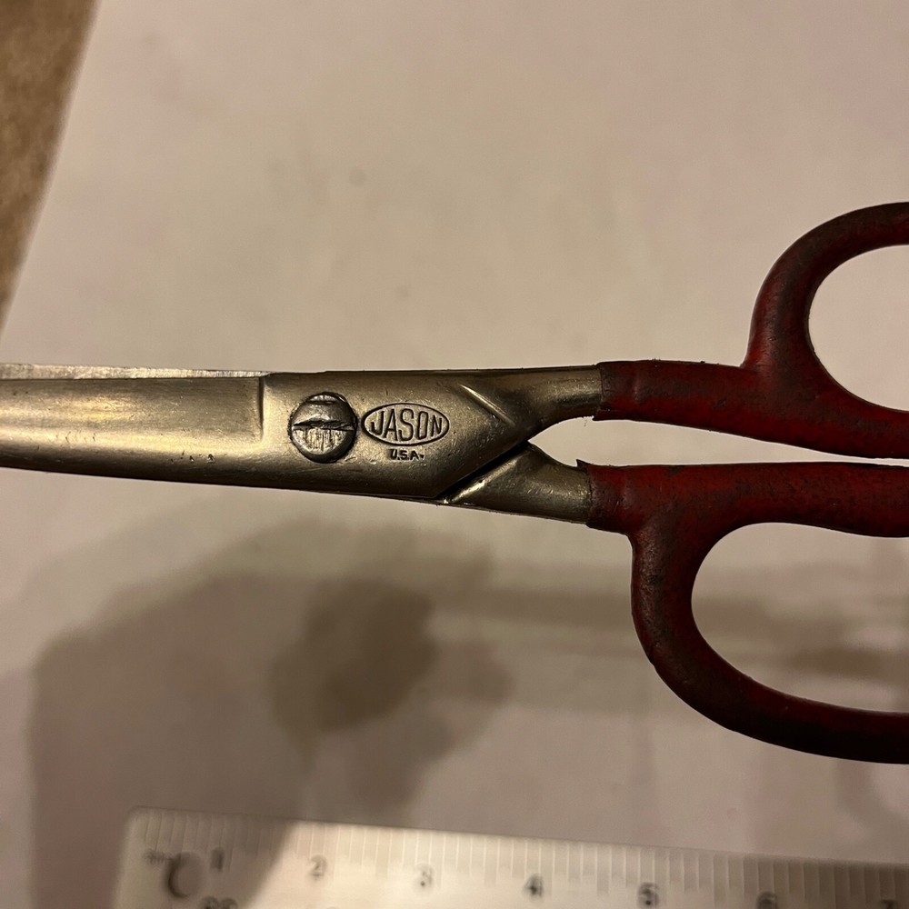Vintage Jason Scissors Red Handle 7” Long