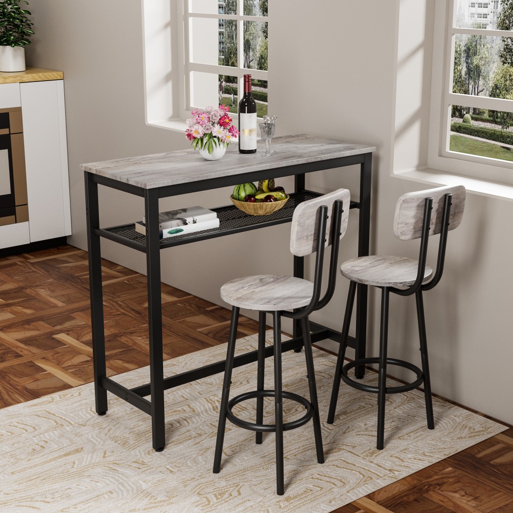 Dining Table Set W 2 Stools 3 Piece Counter Small Apartment Breakfast Table