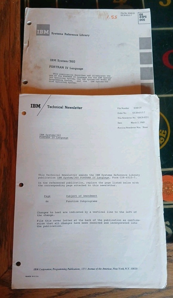 1968 IBM System 360 Reference Library & 1969 Technical Newsletter