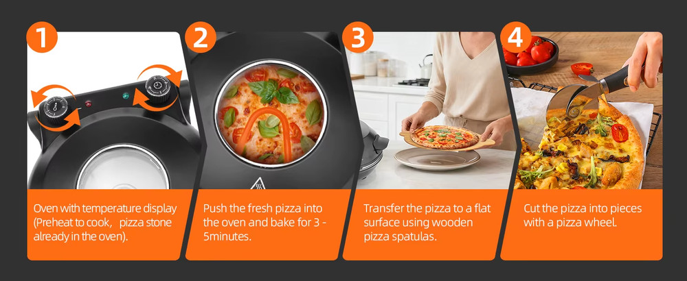 Electric Pizza Oven 420°C Double-Sided Heating Compact Kitchen Maker