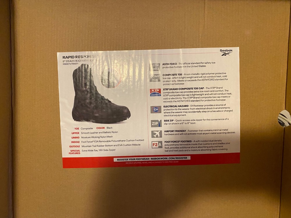 Reebox Rapid Response Tactical Boot, Men's work duty ems, firefighter,