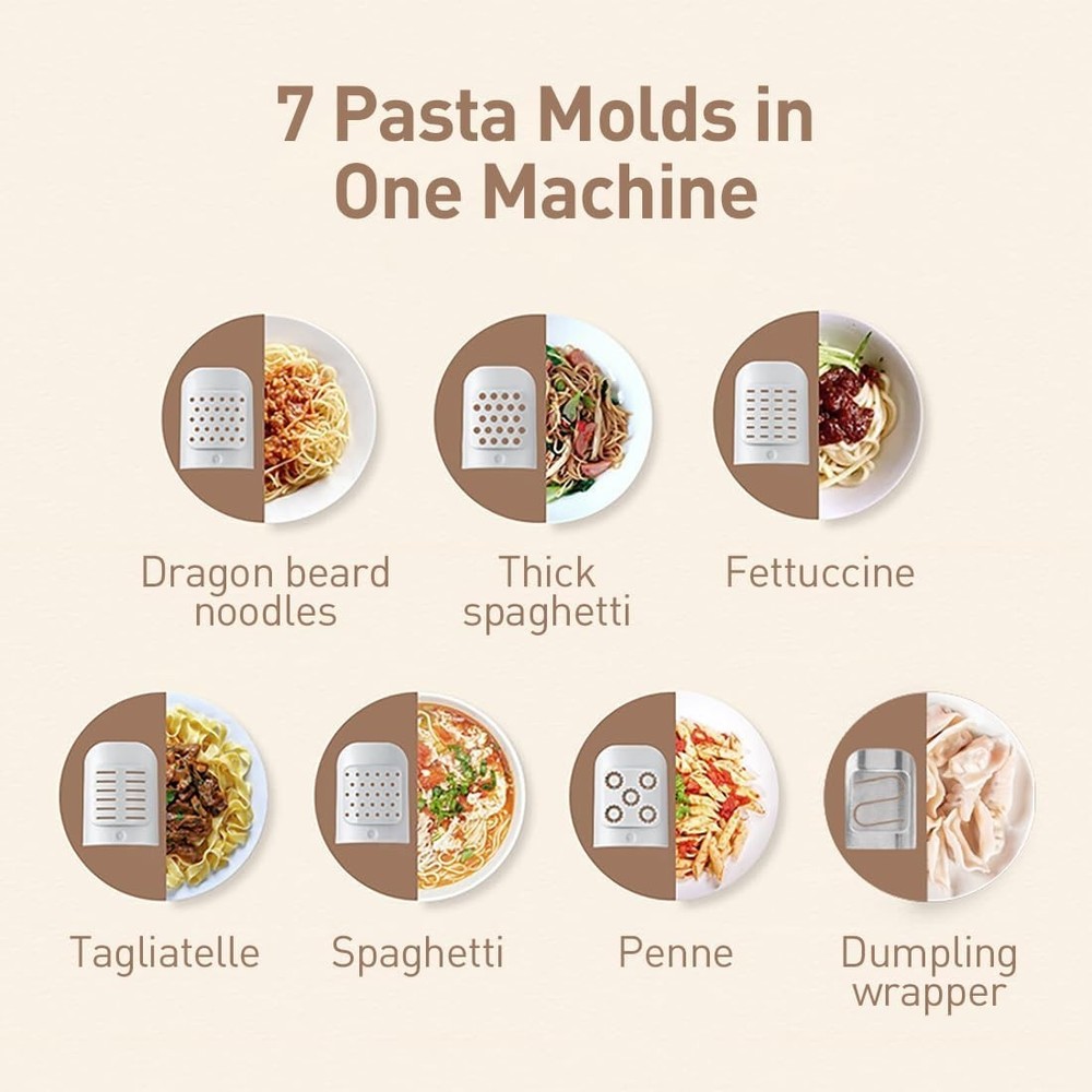 Electric Pasta Maker Machine Automatic Noodles Dough Maker with 7 Discs Pink