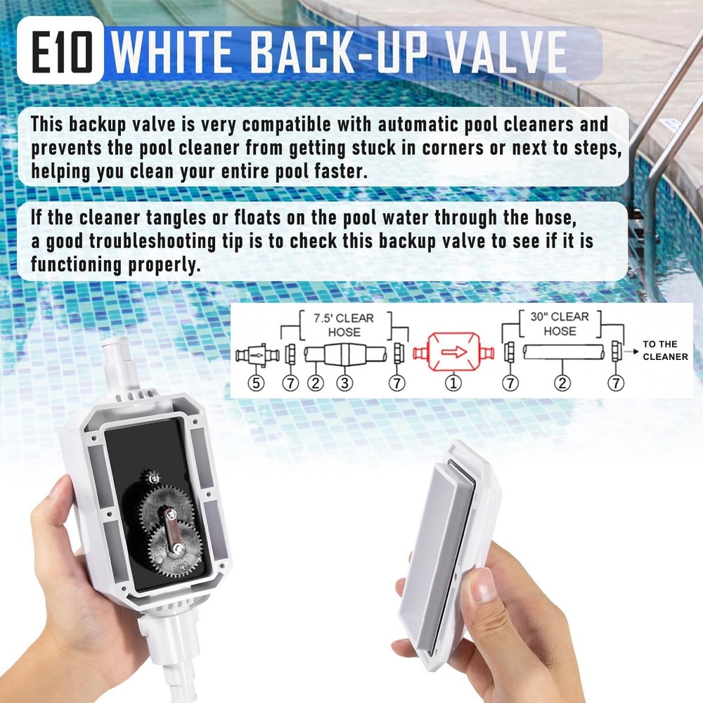 E10 White Back-Up Valve Replacement Replace for Pentair Automatic Pool Cleaner