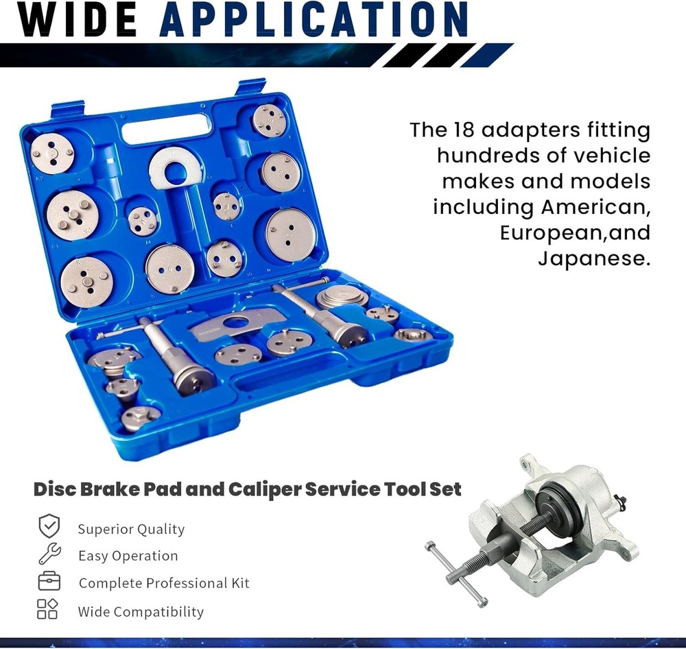 New Brake Spreading Tool Caliper Compressor Kit Heavy Duty Compression 24 PCS