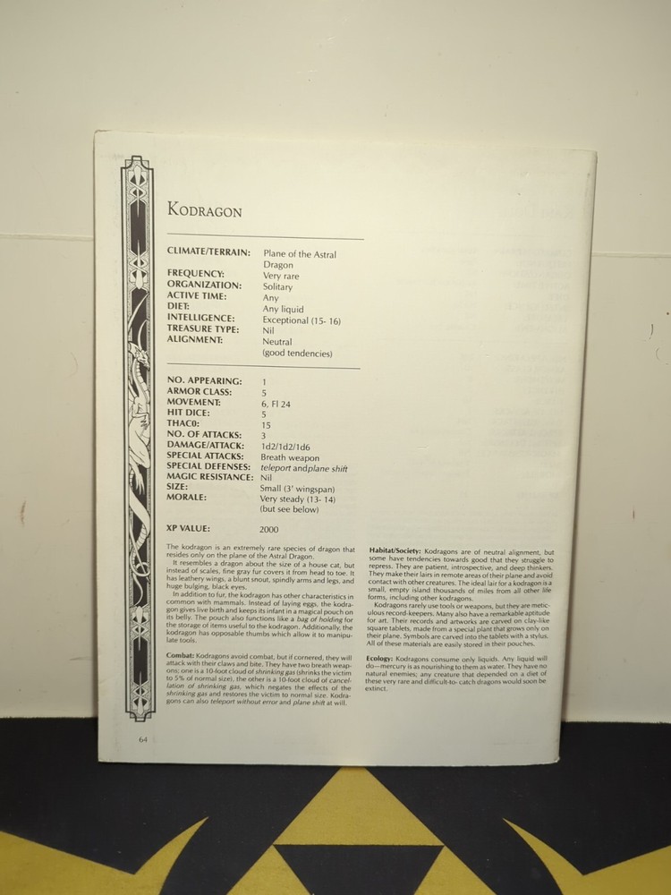 TSR Dragonlance DLE2 Dragon Magic 9244 Advanced Dungeons & Dragons With Map