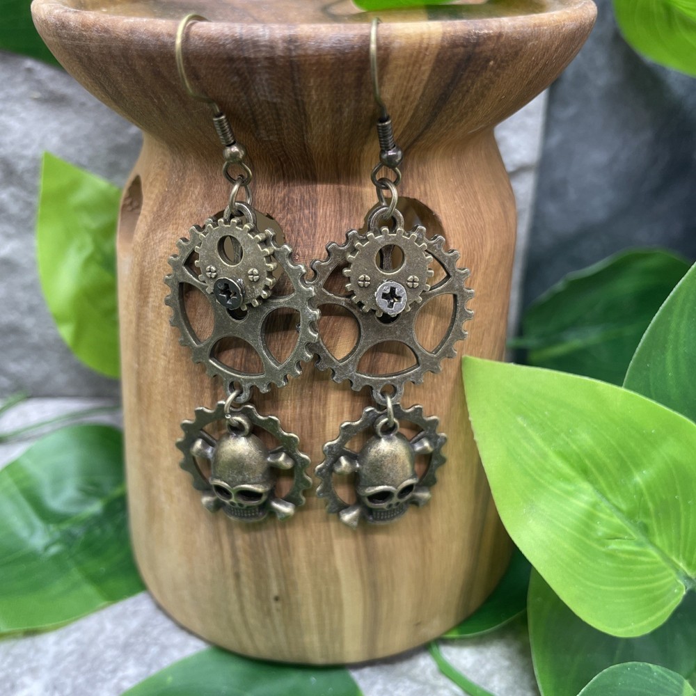 2.5” Bronze-tone Steampunk Boho Drop Dangle Earring Set New Free Ship C151