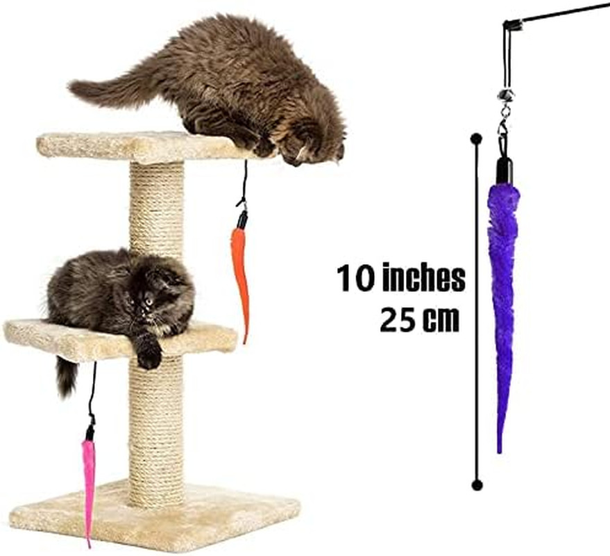 Cat Worm Toys 10 Pack Interactive Cat Wand Replacement, Wand Refill Attachments