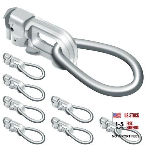 8Pack L Track Double Stud Tie Down Fitting with Pear Link L-Track 8DP Silver
