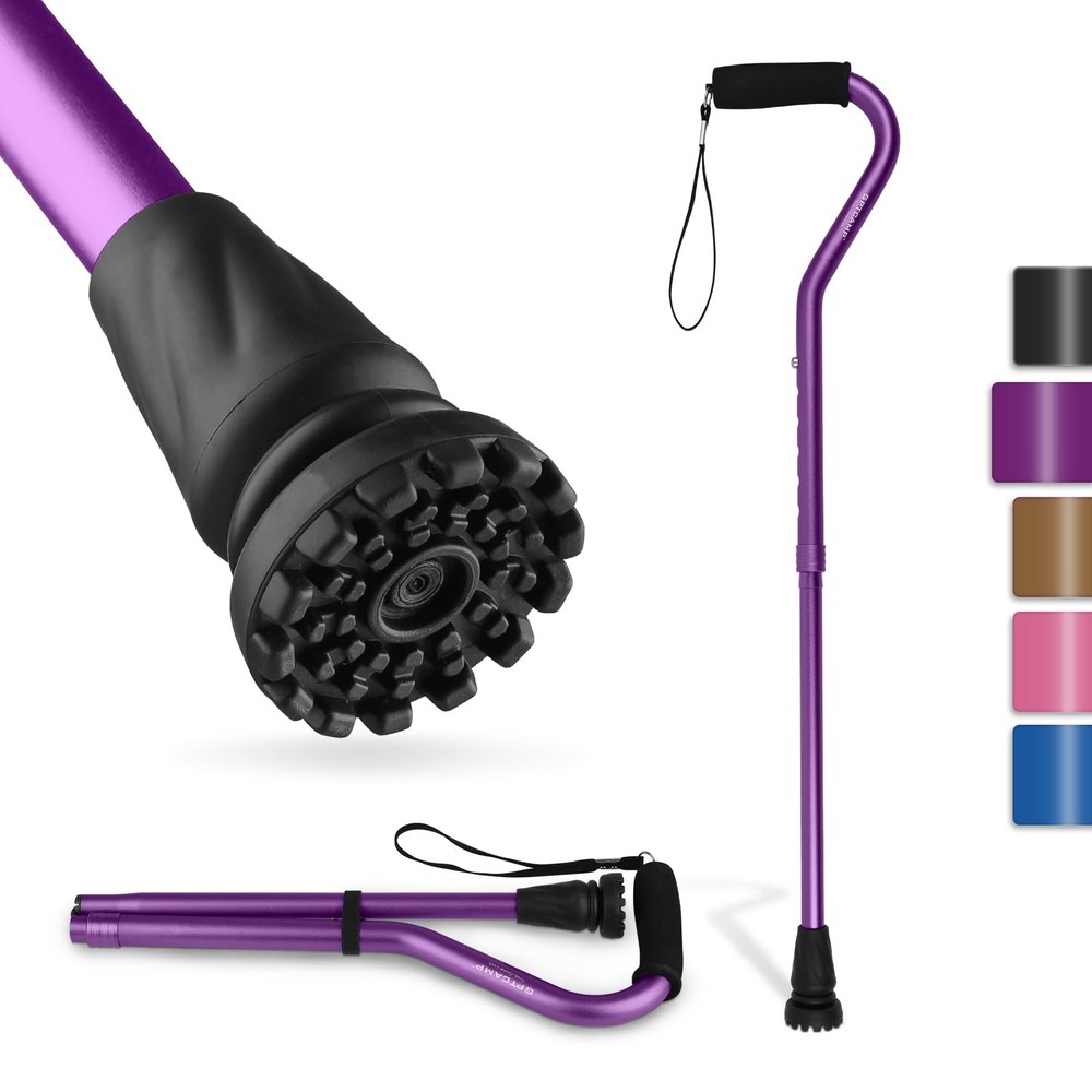 Folding Walking Cane Adjustable Lightweight Offset Handle for Men Women