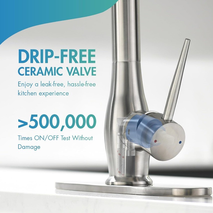 GIMILI Kitchen Faucet with Pull Down Sprayer Single Handle Brushed A