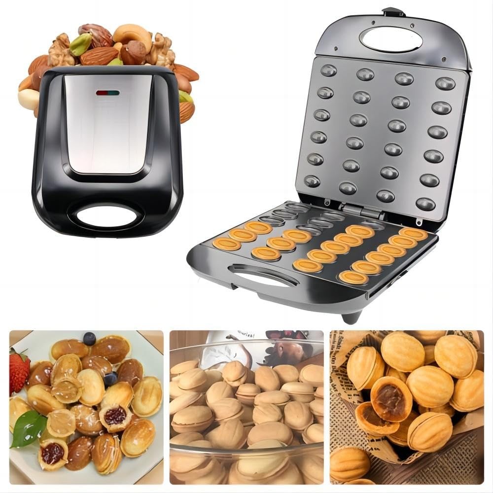 24 Walnut Cookie Maker, Non Stick Double Sided Walnut Cookie, Maker Mold Make...
