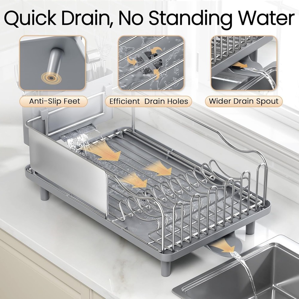 Dish Drying Rack Large Capacity Stainless Steel Dish Rack Kitchen Counter