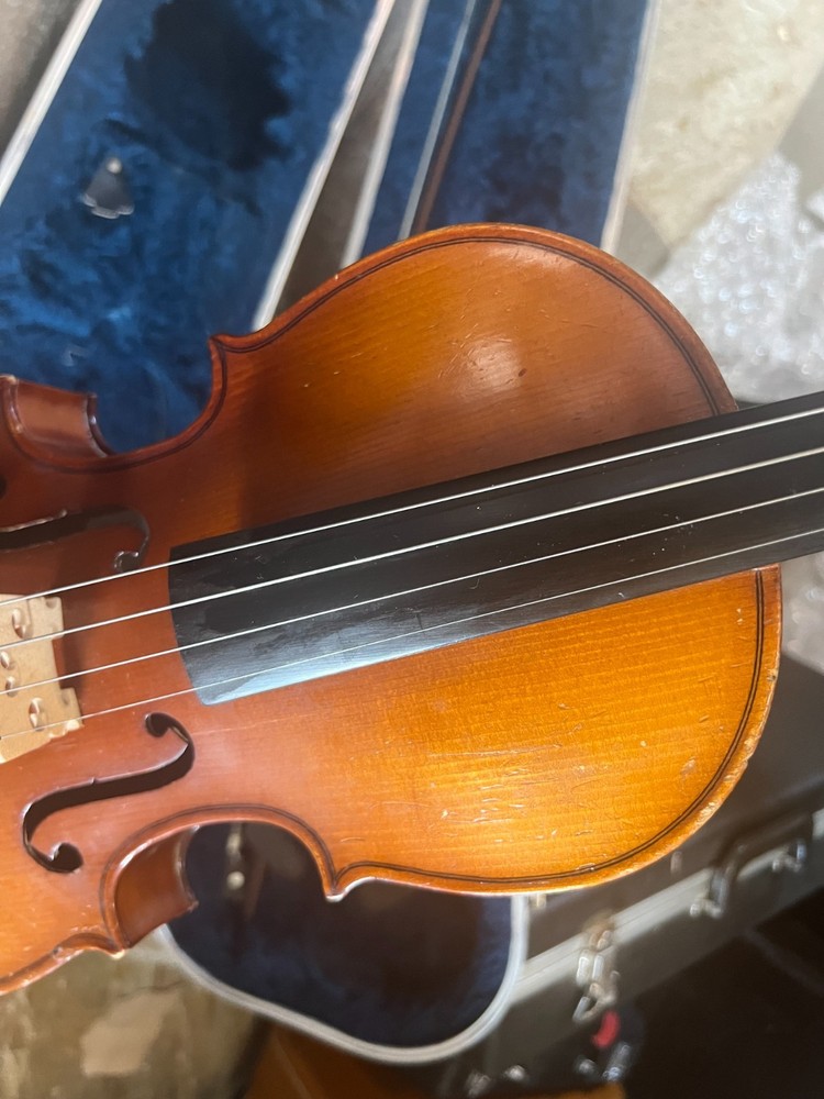 Violin with case and bow, full size.