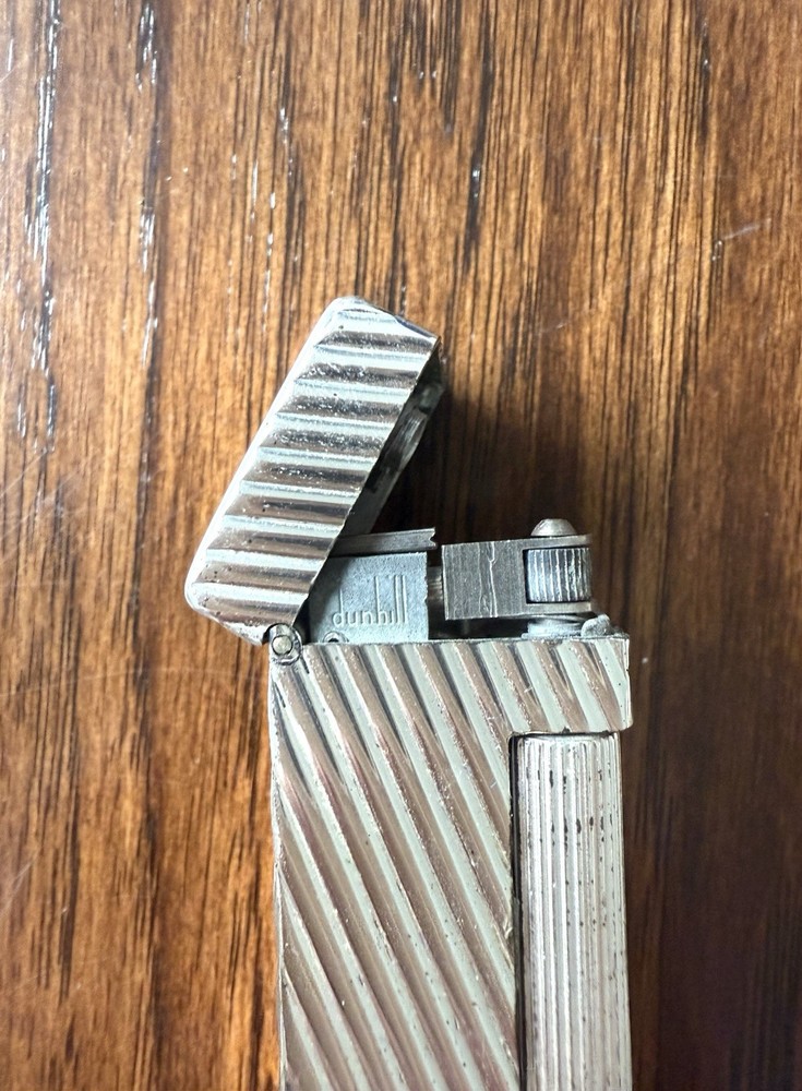 Rare Vintage Dunhill Rollalite Silver Plated Table Lighter With Original Box