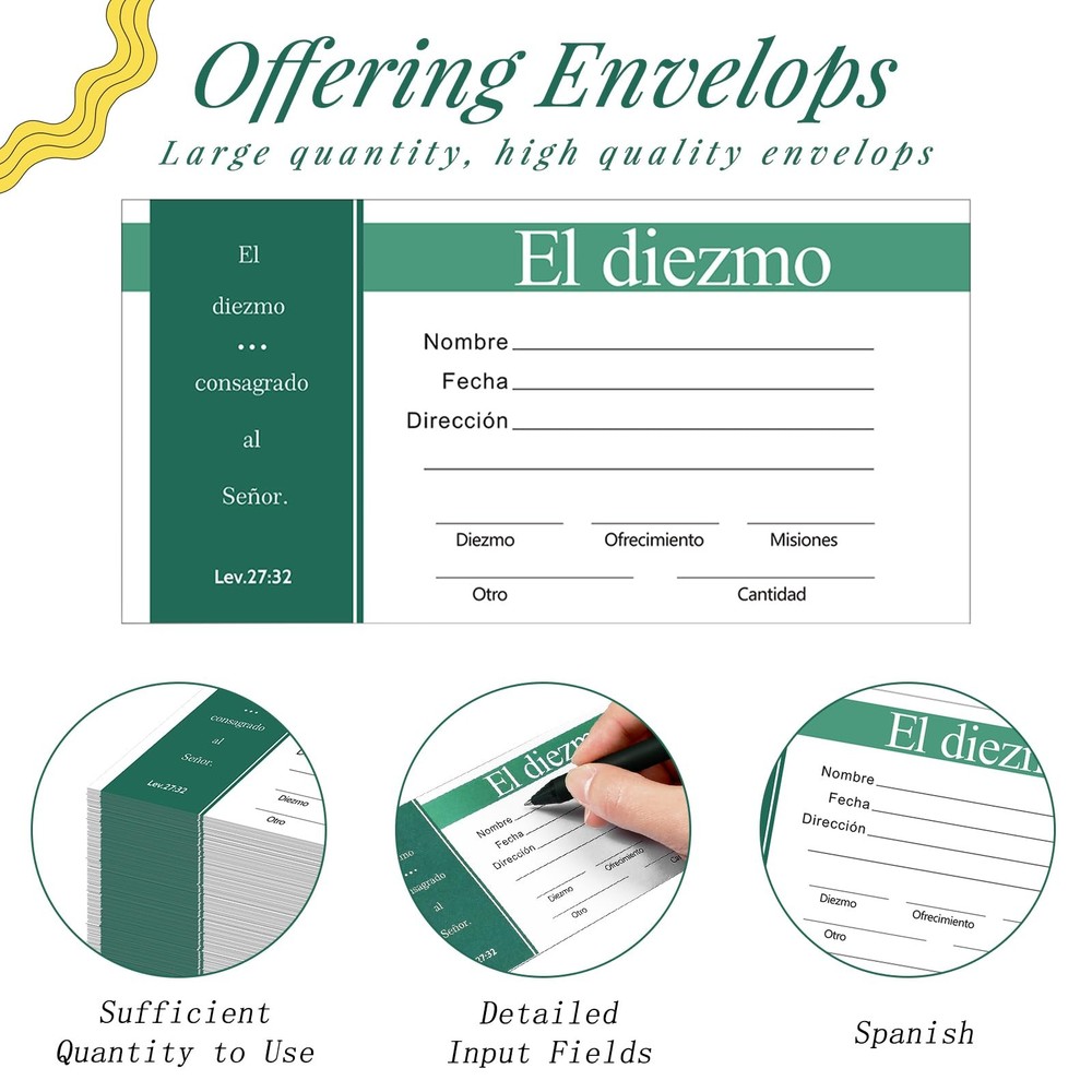 500 Count Spanish Offering Envelopes Tithe Donation Church Supplies Stylish