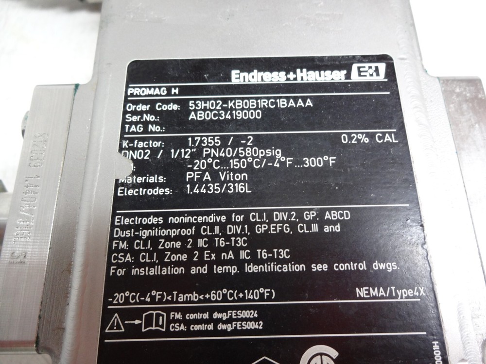 Endress + Hauser 53h02-kb0b1rc1baaa Flow Meter Promag H