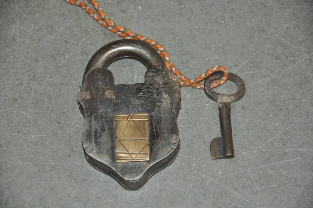 Vintage Iron Unique Shape Handcrafted Solid Brass fitted Padlock