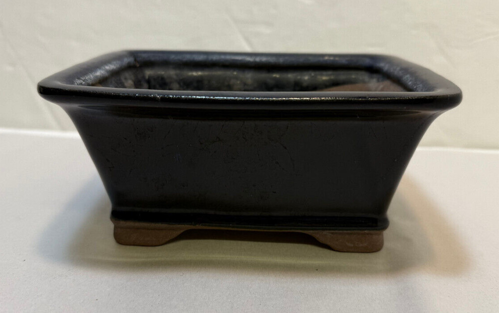 Dark Blue 6" X 4" Ceramic Bonsai Pot