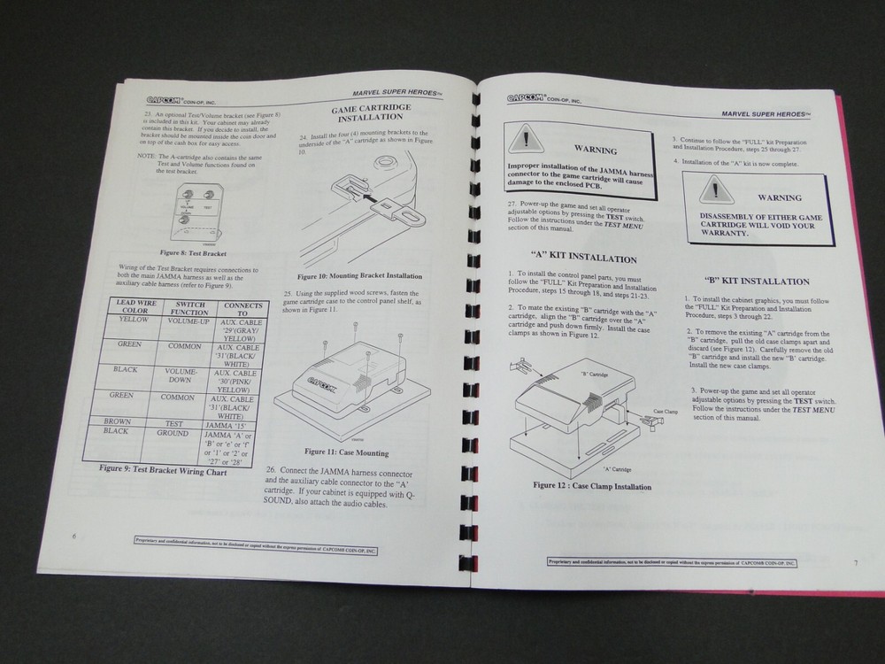 Vintage 1995 Capcom - Marvel Super Heroes Arcade Operators Manual