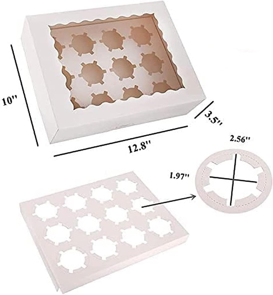 Rarapop 6 Pack Cupcake Carrier Boxes for 12 with Window