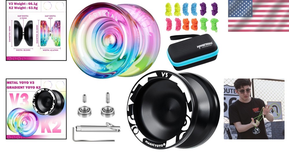Ultimate Yoyo Experience: 2-Pack V3 and K2 with 12 Strings & Storage Case