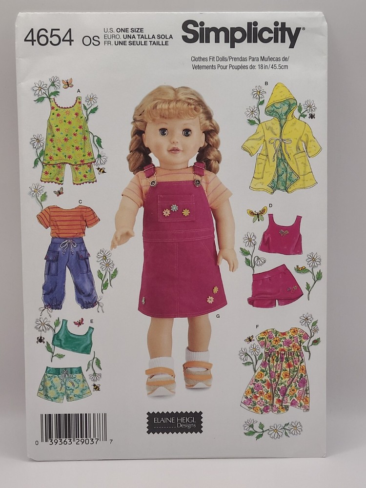 Vintage Simplicity Sewing Pattern Doll Clothes #4654