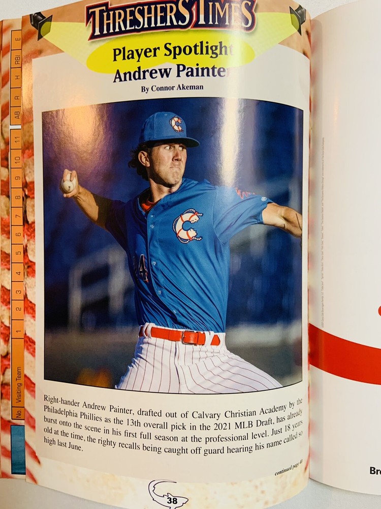Andrew Painter May 2022 Clearwater Threshers Phillies Minor League MiLB Program