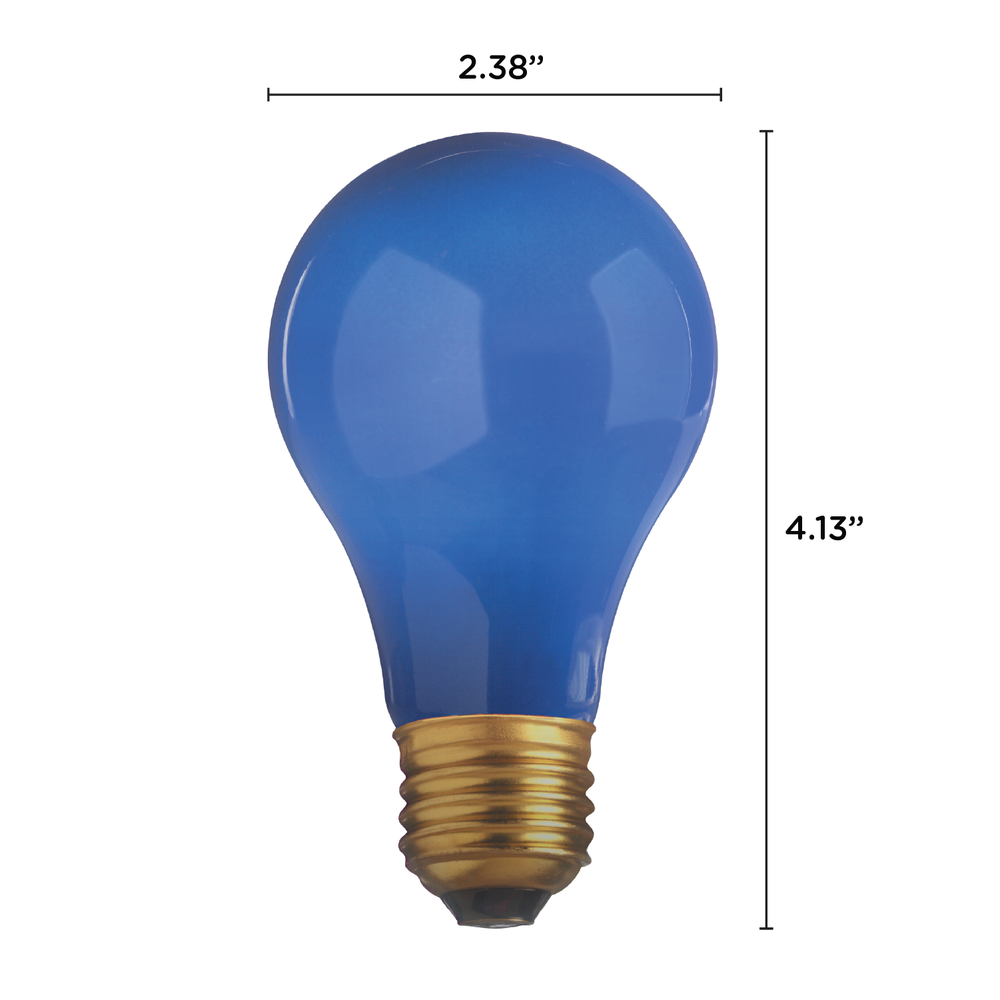4 Pack CERAMIC SOLID BLUE BULBS A19 25W 120V Medium E26 Base 25A19 Dimmable