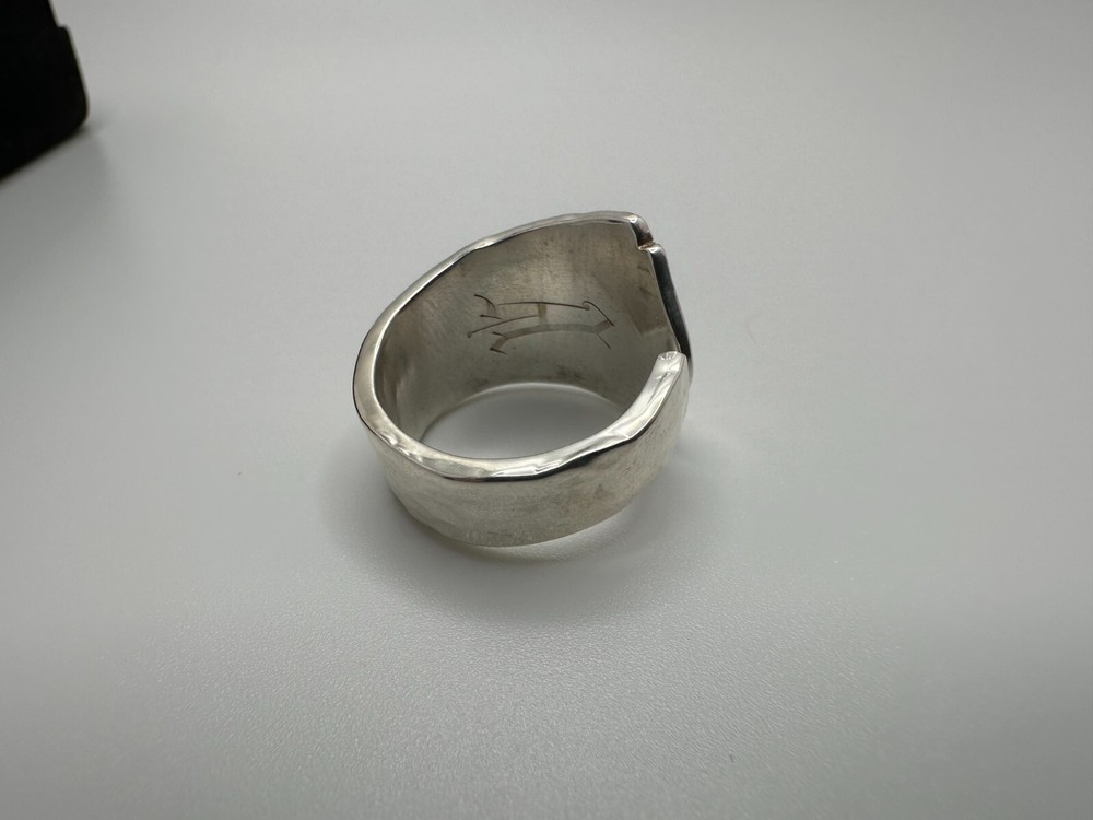 Boho Sterling Silver Hammered Monogrammed "A" Spoon Ring Size 8 JB20
