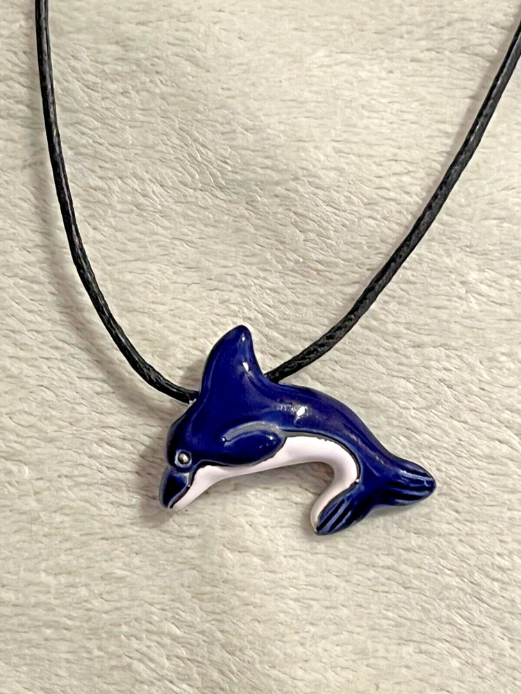 Blue Bottlenose Dolphin Peruvian Bead/ Charm Necklace