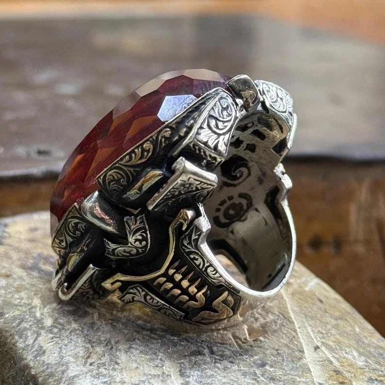 Men 925 Silver Large Zultanite Ottoman Style Large Ring