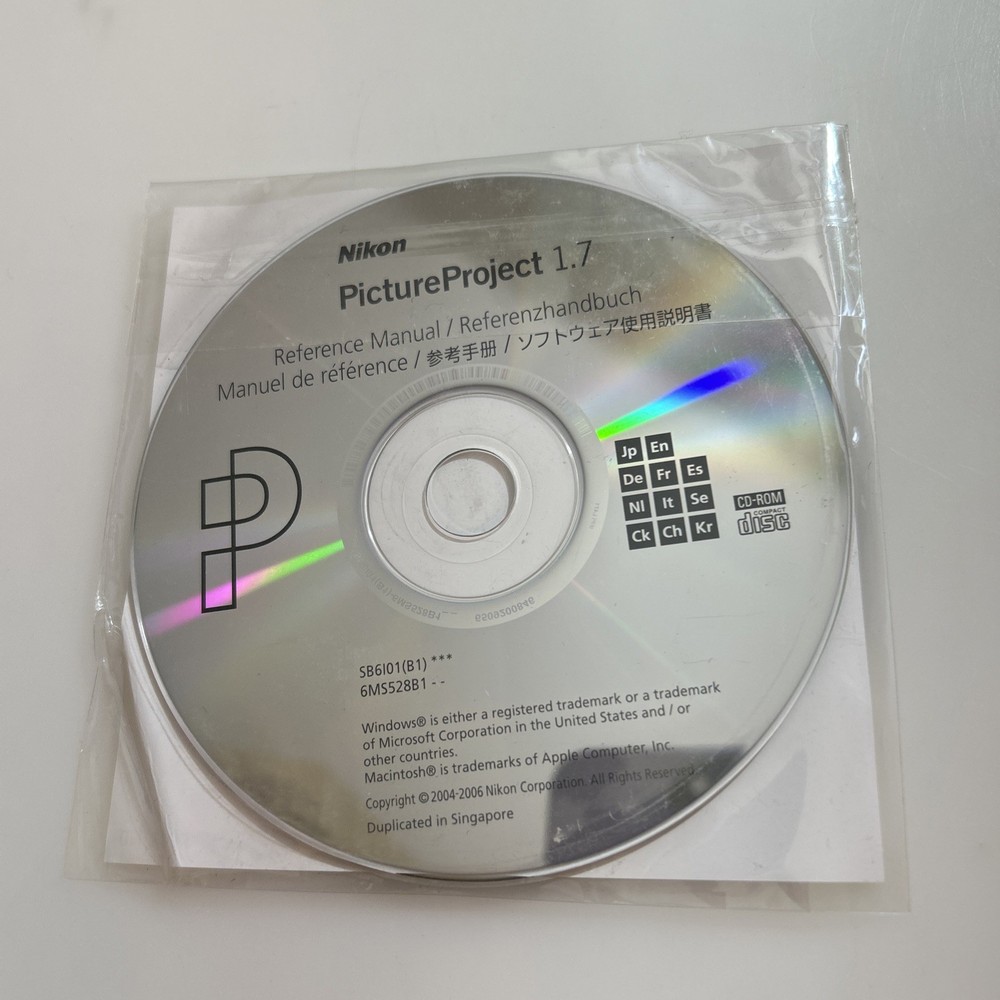 Nikon Picture Project 1.7 Windows & Mac CD-Rom & Reference Manual 2 Discs h2993s