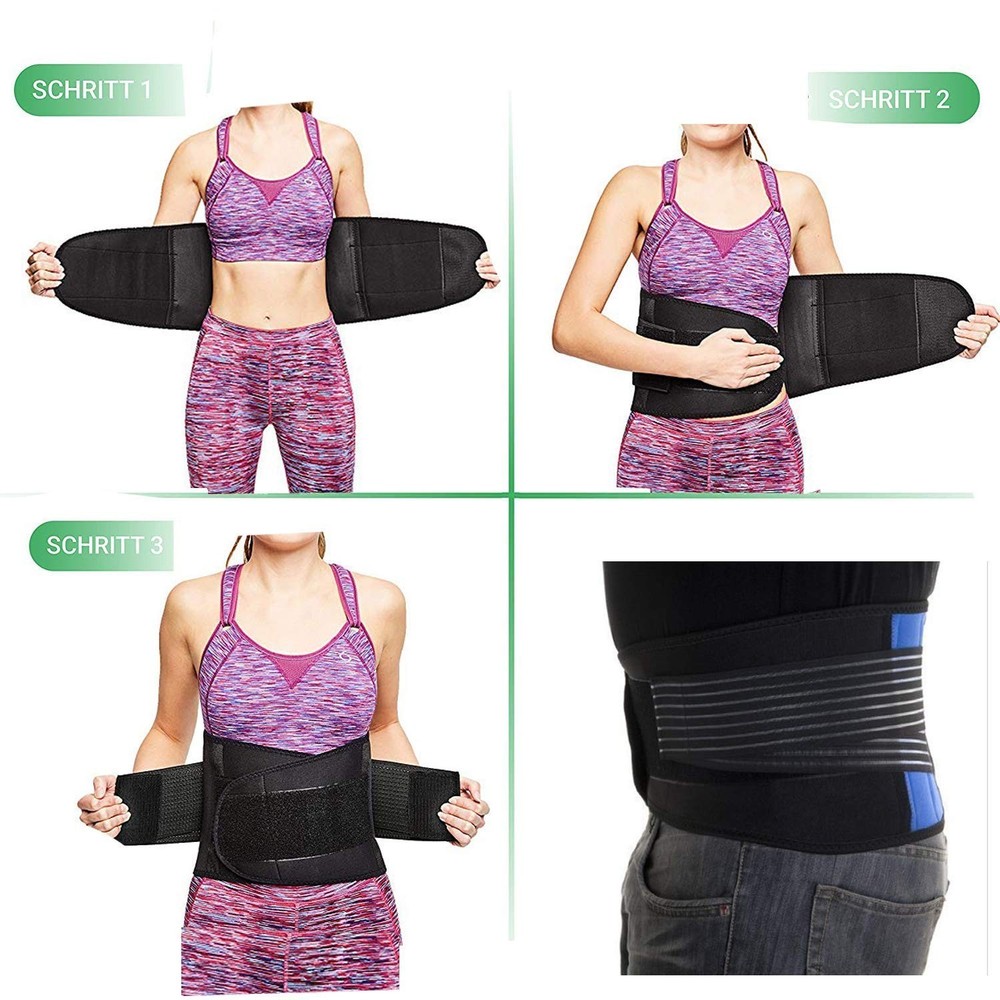 Deluxe Neoprene Double Pull Lumbar Lower Back Support Brace Exercise Belt Wai...