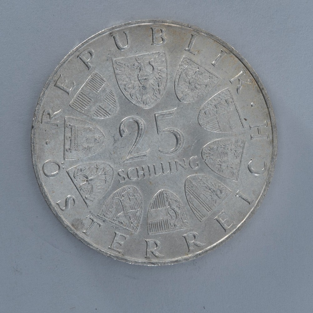 1969 Austria 25 Schilling silver coin Peter Rosegger Vienna Mint