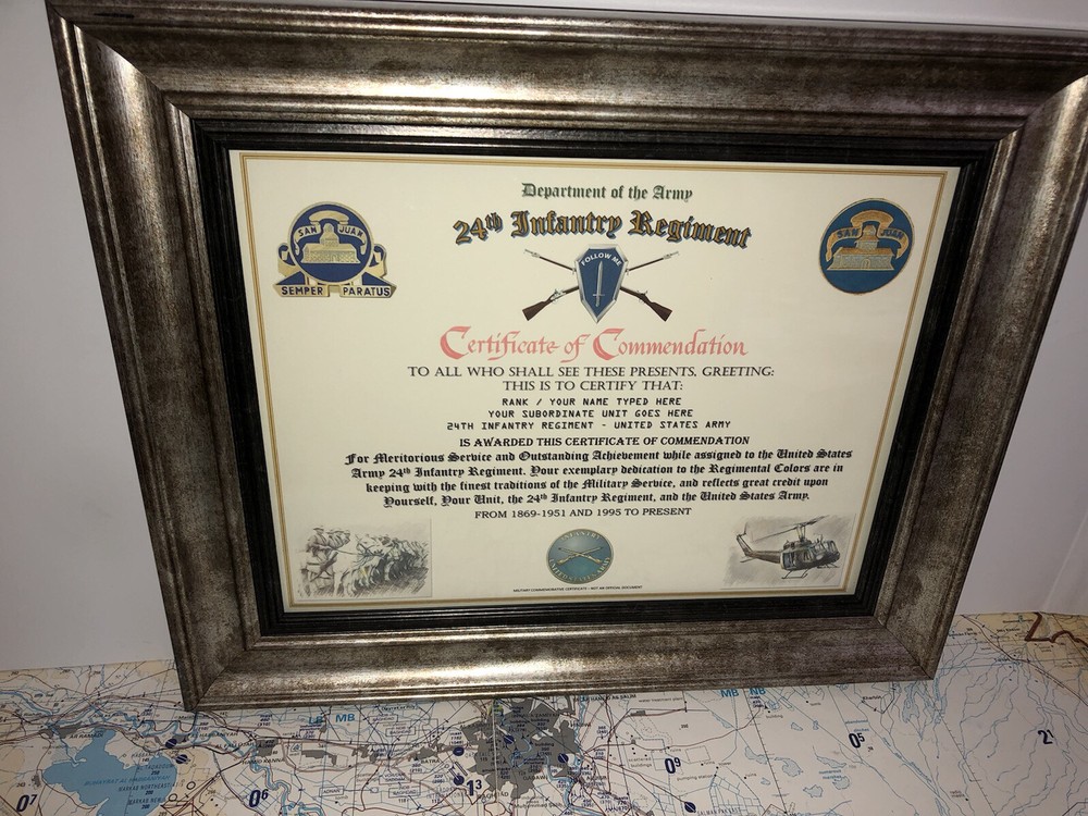 24TH INFANTRY REGIMENT / COMMEMORATIVE - CERTIFICATE OF COMMENDATION