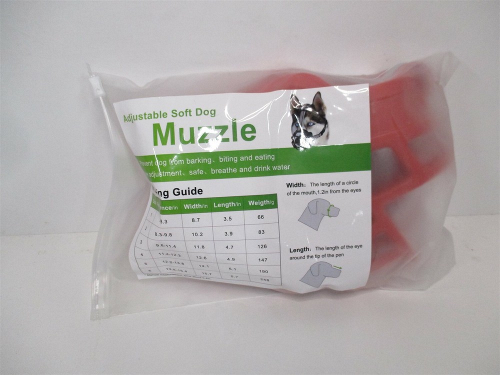Strong Adjustable Soft Reflective Dog Muzzle Red Size 6 (15.7 x 5.7 Inches)