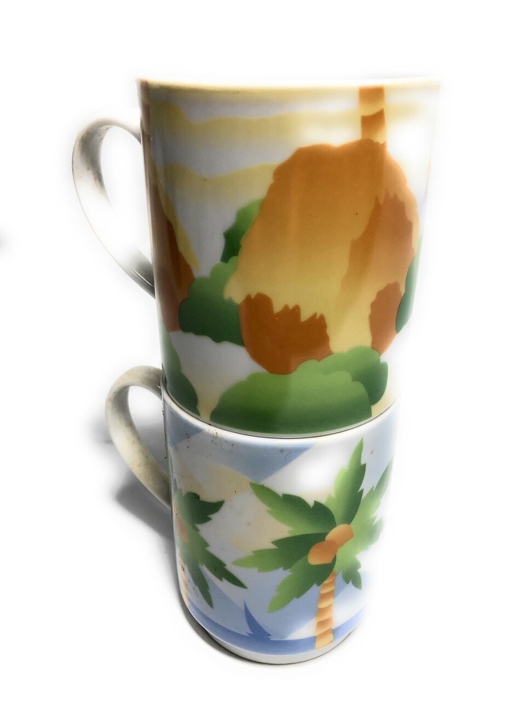 2 Stackable Mugs Porcelain Beach Life | #ih03330
