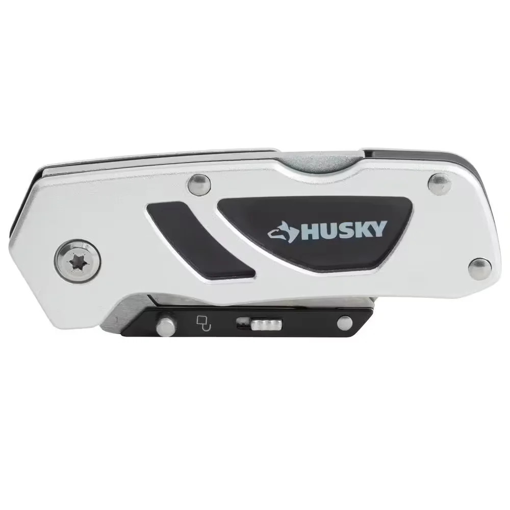 Husky Folding Lock-Back Utility Knife Compact Razor Box Cutter