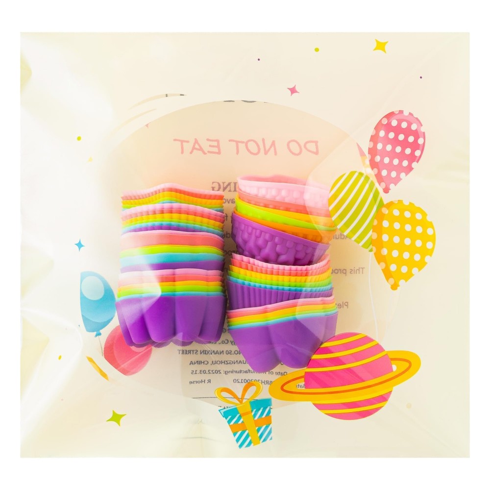 42Pcs Flower Design Silicone Molds, Mini Cupcake Liners for Baking Cakes Donuts