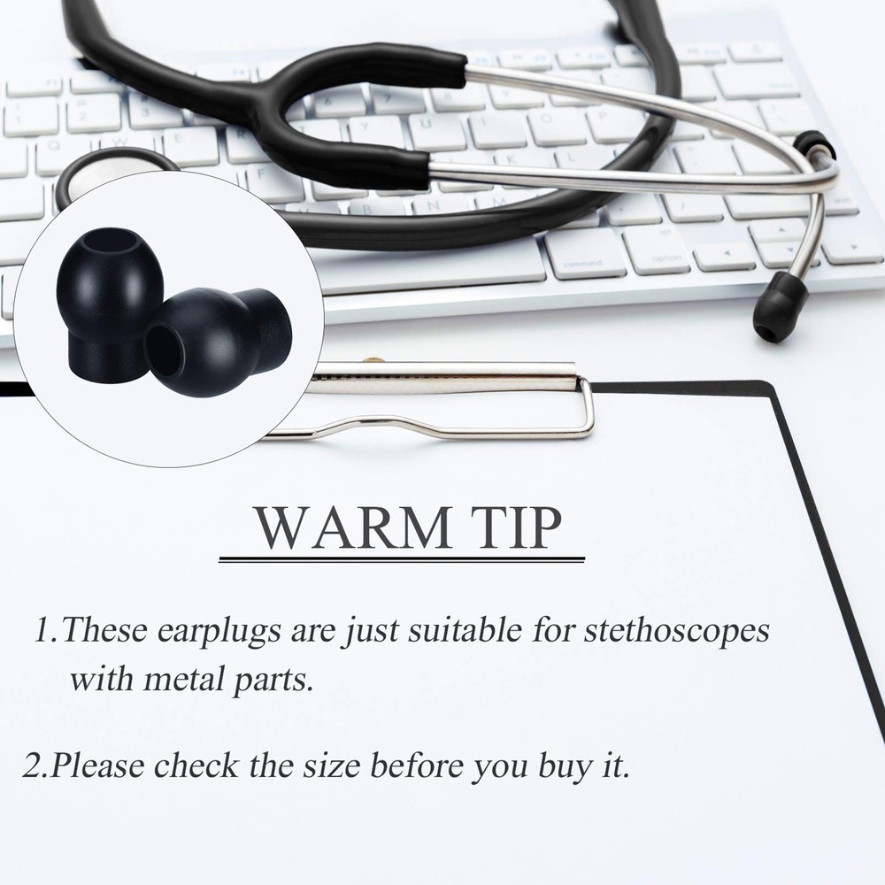 36 Replacement Ear Tips for Stethoscopes, Universal Soft-Sealing Earbuds, Black