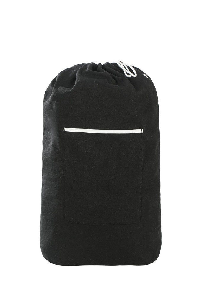Washable Canvas Laundry Backpack with Large Front Pocket and Drawstring Closure